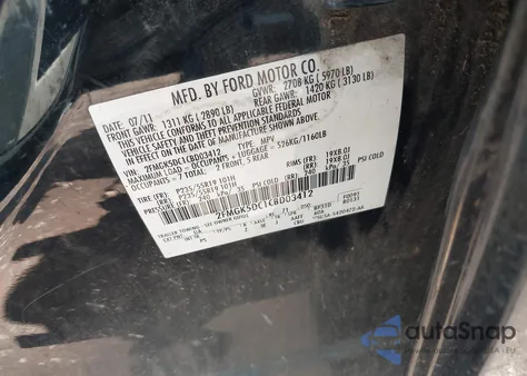 2012 Ford Flex Limited from USA, damaged, VIN 2FMGK5DC1CBD03412